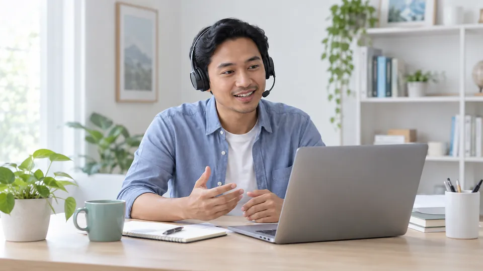 Ilustrasi latihan percakapan bahasa Inggris online